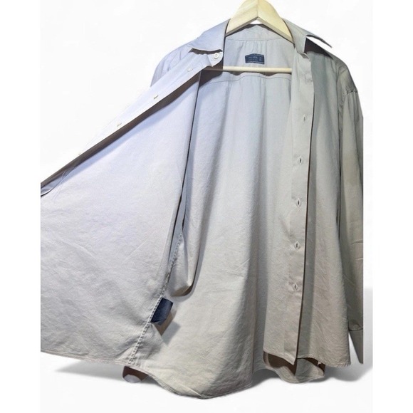 Vintage PRADA Made Italy Beige Stretch, Collar Lng Sleeve Dress Shirt 39"15-1/2" - Picture 6 of 16